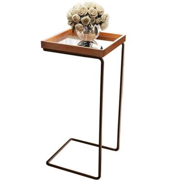 Imagem de Mesa Apoio Lateral Para Sofá Espelhada Pé Café Lar Cor:castanho
