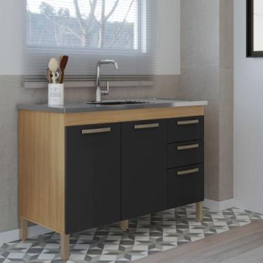 Imagem de Balcão Para Pia Antonella Sem Tampo 118cm - Incorplac Móveis, Carvalho