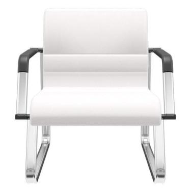 Imagem de Cadeira De Escritório Recepção Com Braço Fixa Cromada Lev P03 Vinil Br