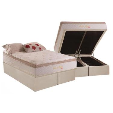 Imagem de Cama Box Baú Queen: Colchão Molas Ensacadas Herval Pallace Bambu + Base Clean(158X198)