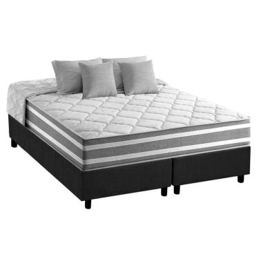Imagem de Cama Box King: Colchão Molas Anjos Superlastic Duo Sono + Base Crc Suede Gray(193X203)