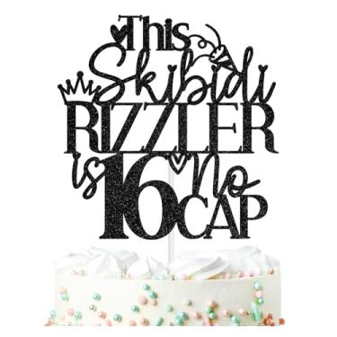 Imagem de This Skibidi Rizzler is 16 No Cap Cake Topper, Bruh I'm 16, Sweet Sixteen, Happy 16th Birthday Party Decorations Supplies for Boy Girl