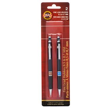 Imagem de Koh-I-Noor Lápis mecânico Mephisto, para uso com cabos HB de 0,5 mm e 0,7 mm (vendidos separadamente), pretos, 2 lápis por pacote (5035BC2PK)