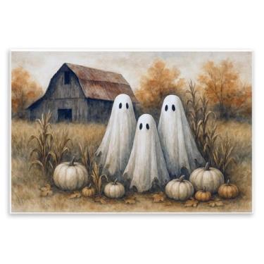 Imagem de Stupell Industries Arte de placa de parede Ghost Trio on Pumpkin Farm, design de Antony Smith, 25 x 38 cm