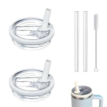 Imagem de WHOLELIVES Canudo flip à prova de vazamento de 1,134 g para tampa Stanley, tampa de copo de substituição Stanley Flip Straw Lid para Stanley Copo de 1,134 g (pacote com 2 branco)