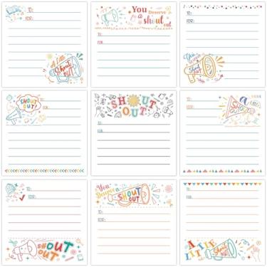 Imagem de ZCPTZ 9 blocos de notas Shout Out 7,6 cm x 7,6 cm, autoadesivos, estilo positivo, blocos de notas para escritório, material escolar, recompensas de agradecimento, presentes de Natal - 450 folhas