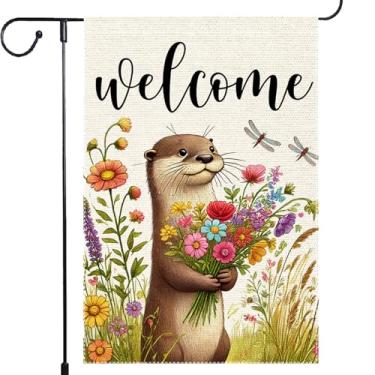 Imagem de Wecome Bandeira de jardim primavera verão 30 x 45 cm folhas pequeno quintal vertical dupla face serapilheira fazenda sazonal para gramado externo bandeiras decoração