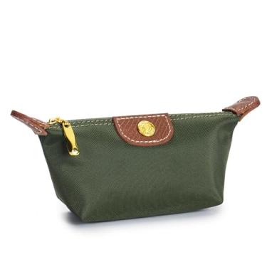 Imagem de Mini bolsa feminina exclusiva de nylon vintage com zíper para moedas, Verde militar