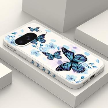 Imagem de LEECG Capa para Google Pixel 10, design fino de flores de silicone líquido para Pixel 10 de 6,3 polegadas, Aurora Butterfly Rice White