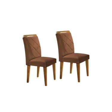 Imagem de Cadeira Sala de Jantar Melissa Kit 2 Un Imbuia/Veludo Marrom - Rufato