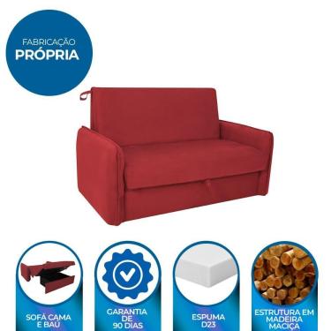 Imagem de Sofá Cama Para Sala De Estar Zaia Com Baú Suede Matrix - Goiaba Goiaba