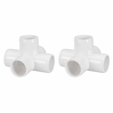 Imagem de DTGN 2 peças de encaixe de PVC de cotovelo de 2,5 cm, encaixe de tubo de PVC de grau cruzado de 5 vias SCH40, conector de cotovelo de canto DIY para móveis de construção, conexão de estrutura de