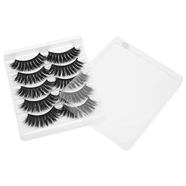 Imagem de Cílios postiços conjunto 5 pares grosso encaracolado reutilizável palco maquiagem cílios para namoro vida diária fibra química (009)
