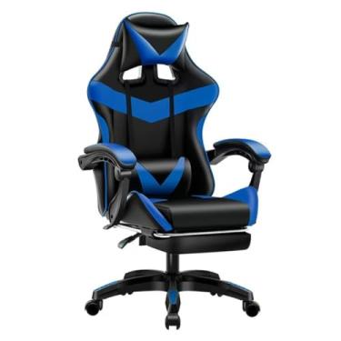 Imagem de Poltrona Gamer Ergonomica com Apoio para os Pés, Base Giratória e Estofado Profissional, Ideal para Escritório e Jogos (Black and blue)