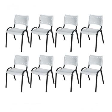 Imagem de Cadeira Iso Base Preto , Escritório Branco Kit 8 Un