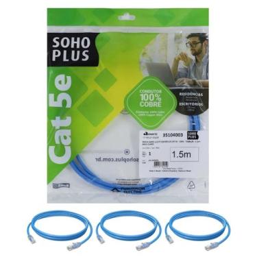 Imagem de 3 Patch Cord U/utp Furukawa Sohoplus Cat5e Cmx 1.5m Azul-Claro