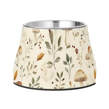 Imagem de SEHANY Tigelas para cães de ervas e cogumelos antiderrapante de aço inoxidável com fundo de borracha para evitar tombamento, tigelas elevadas para comida e água quadriculadas para cães e gatos