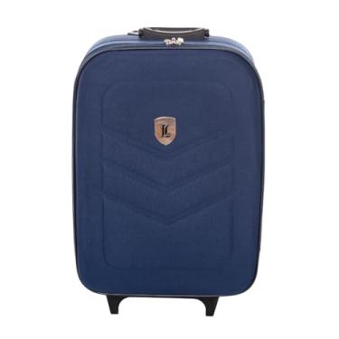 Imagem de Mala de Bordo em EVA, Padrão ANAC, Texturizada, Leve 2,2kg, com Rodas Duplas, Puxador Extensível, Bolso Interno, 55x35x25cm, Ideal para Viagens Curtas, Azul