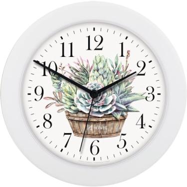 Imagem de Relógio de Parede Quartz Suculenta Branco
