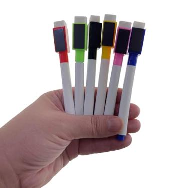 Imagem de Kit 6 Pçs Caneta Quadro Branco Marcador Magnética Apagador e Imã Porta Recados Geladeira Coloridas (6)
