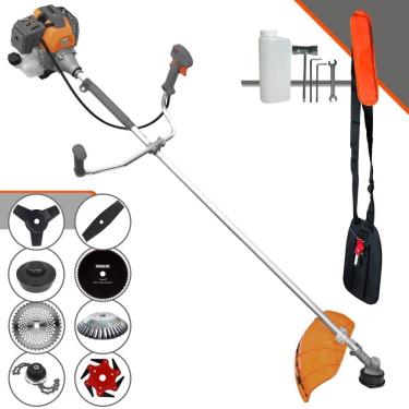 Imagem de Aparador de Grama Tekna RL430P 43cc 1,7HP Com Carretel + Facas 2 Pontas, 3 Pontas, 6 Pontas, 40 Dentes Vídea, 80 Dentes, Trimmer e Escova de Aço
