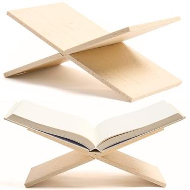 Imagem de Moncur Home Suporte de livro de resina com acabamento em pedra de travertino falso para suporte de exibição de livros de receitas, livros de mesa de centro, 2 compartimentos juntos, decoração de mesa
