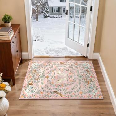 Imagem de STARUIA Tapete de entrada 5 x 7 cm – Tapete de porta para entrada interna, tapete lavável, vintage, animal, unicórnio, floral, pequeno, antiderrapante, para cozinha, entrada interna da porta da frente