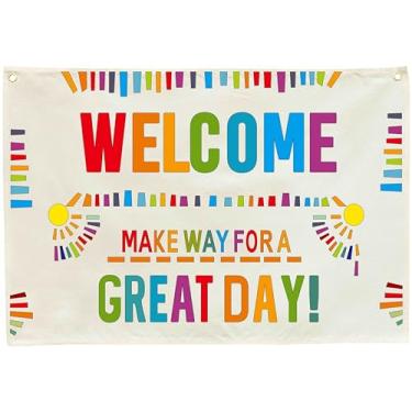 Imagem de Faixa de festa de boas-vindas, acessórios para decoração de faixa retangular, faixa de lona, cartaz, placa de parede, entrada, jardim, porta da frente, bandeira, aniversário, casamento, Natal