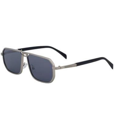 Imagem de Óculos de sol retrô de metal quadrado vazado feminino, moda masculina, clássico, para dirigir, viajar, pescar, UV400 (prata claro)