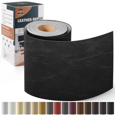 Imagem de OAZ Kit de Reparo de Couro para Móveis 4" X 63" Fita de Couro Remendo de Reparo Autoadesivo Sofá Vinil Kit de Reparo de Remendo para Assento de Carro, Sofá, Assento de Barco, Cadeira - Preto Clássico