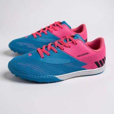 Imagem de Chuteira Society Mundial Sport MS02308 Unissex - Azul/Rosa-Unissex