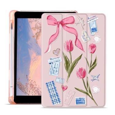 Imagem de AdorableWhimsy Linda capa colagem para iPad 10ª geração 2022 11 polegadas/iPad (A16) 11ª geração 2025 11 polegadas estética feminina capa protetora de couro capa traseira macia dobrável com suporte