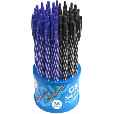 Imagem de Caneta Esferográfica Retrátil, Sertic, Cis Spiro, 0,7 mm, Azul e Preta, Display com 36