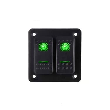Imagem de Acouto Painel de Interruptor Rocker de 2 Gangues 12-24V LED Verde Universal para Carro, ônibus, Caminhão, Barco, Varredor, Aspersor, Iate