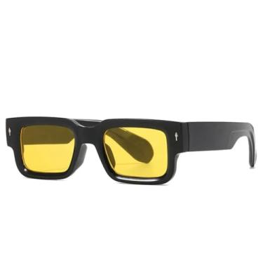 Imagem de Óculos de Sol UV400 - Hastes Largas com Rebites, Armação Pequena, Estilo Punk, para Homens e Mulheres, Esportes ao Ar Livre, Corrida e Ciclismo, Preto e Amarelo