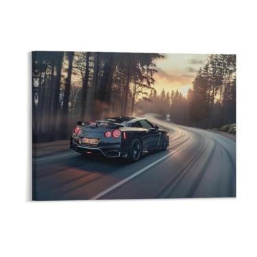 Imagem de HouLaiZhe Speed ​​Driving R35 Jdm Cartazes de carro lona parede estética decoração de sala de parede impressões galeria sala decoração de parede para quarto sala de estar escritório 18 x 24 polegadas