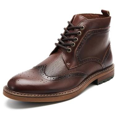 Imagem de Bota social masculina Wingtip Oxford – Moda casual cano médio Chukka Bota de trabalho para homens, Café leve (819), 44