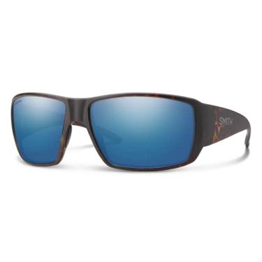 Imagem de Smith Óculos de sol Guide's Choice – Óculos de sol esportivos esportivos de desempenho para ciclismo, corrida, pesca e mais – para homens e mulheres – Tartaruga fosca + lentes espelhadas polarizadas de vidro ChromaPop azul