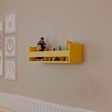 Imagem de Prateleira Porta Brinquedo Amarela 70 x 12cm Suporte Invisivel - Merca