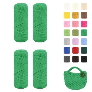 Imagem de Maxee Pacote com 4 fios de camiseta premium (200 g/75 m cada), fio de fita macia para crochê e tricô - cor intensiva e fácil de cuidar