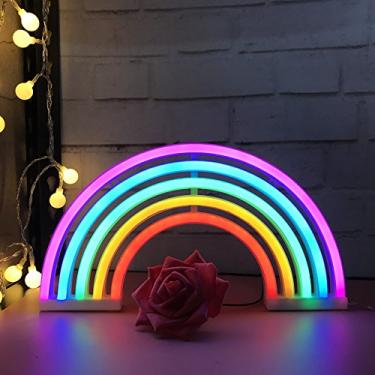 Imagem de Nordstylee Placas de luz neon arco-íris, luzes noturnas de LED arco-íris para presente infantil, parede, festa de aniversário, Natal, decoração de casamento