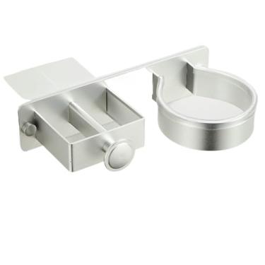 Imagem de Suporte de metal de parede para secador de cabelo, suporte de alisador de cabelo para casa de banho, suporte de secador de cabelo, prático, multifuncional, suporte de armazenamento para secador de