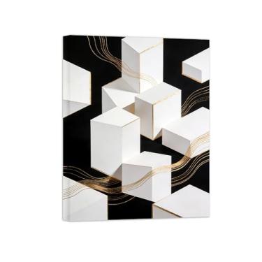Imagem de Impressões abstratas em tela-Quadro texturizado para parede-geométrica branca-Pintura moderna para sala de estar 60x80cm Tela Embrulhada