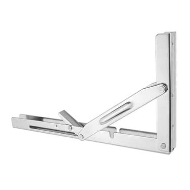 Imagem de Tripé dobrável de aço inoxidável prateleira de parede dobrável suporte dobrável suporte de prateleira resistente montado na parede dobradiça de mesa dobrável economia de espaço ideal para bancadas