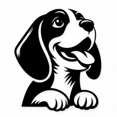 Imagem de Arte Decorativa Pet 3D para Parede, Dog Friendly, Cão, Quadro Cachorro, Shih Tzu, Labrador Retriever, Poodle, Pit Bull e Vira-Lata e Muito Mais, Preto, 23x23cm, Plástico Ecológico, Fita 3M, Confira Modelos (Beagle)