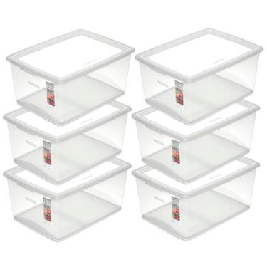 Imagem de 6 Caixa Organizadora Com Tampa Plástico Cristal Ordene 30l