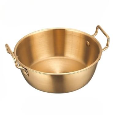 Imagem de 304 Tigela de salada de orelha dupla estilo coreano com alça dourada, caixa quente, tigela de legumes, caixa de lanche, cesta de batatas fritas (dourada, 14 cm)