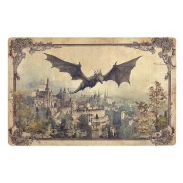 Imagem de Tapetes de porta internos vintage Dragon Flight para entrada absorvente ao ar livre Tapete de boas-vindas 81 cm x 50 cm Tapete de cachorro