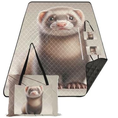 Imagem de TSENQUE Manta de praia com estampa de animais fofos, à prova de areia, impermeável, tapete de brincar ao ar livre para grama, cobertor de piquenique fofo, dobrável, 203 x 152 cm