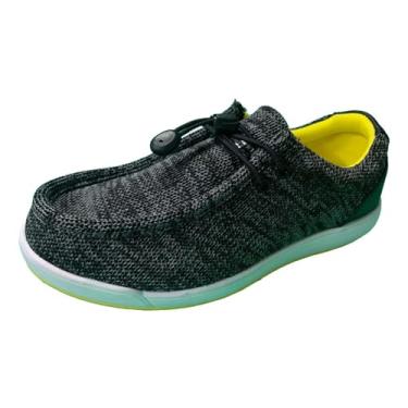 Imagem de SKONI Tênis masculino sem pontas | sem cadarço | leve | tênis de golfe., Preto/Amarelo, 9.5 Wide